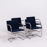 Brno Navy Fabric Dining Chairs by Ludwig Mies van der Rohe for Knoll, Set of 4