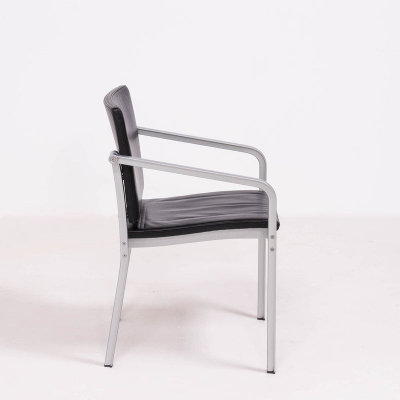 Thonet by Norman Foster A901 PF Aluminium and Black Leather Dining Chair