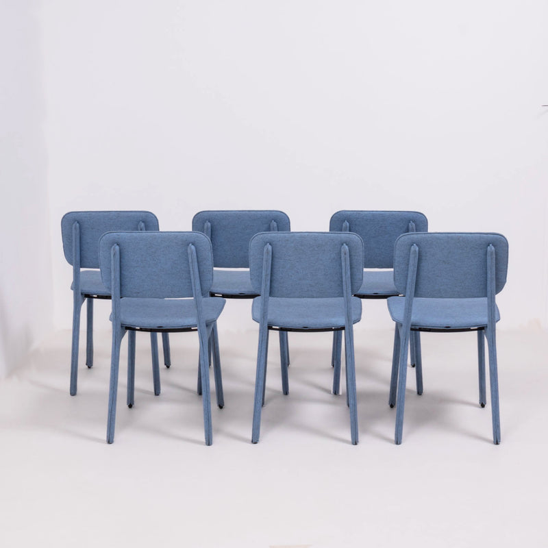 Blue Felt Chairs by Delo Lindo for Ligne Roset, Set of 6