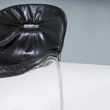 Gastone Rinaldi for RIMA Black Leather Sabrina Dining Chairs, 1970s, Set of 4