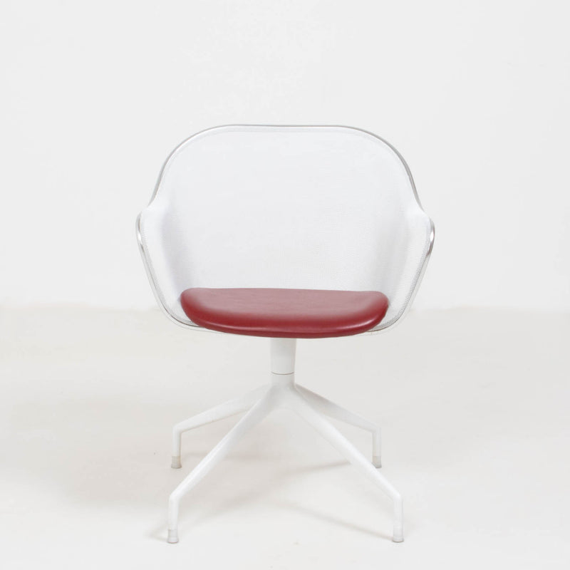 B&B Italia by Antonio Citterio, Luta White and Red Leather Swivel Dining Chairs