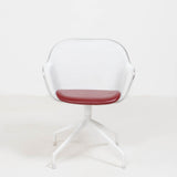 B&B Italia by Antonio Citterio, Luta White and Red Leather Swivel Dining Chairs - Set of 6