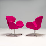Arne Jacobsen for Fritz Hansen Purple Swan Swivel Armchair, Set of 2