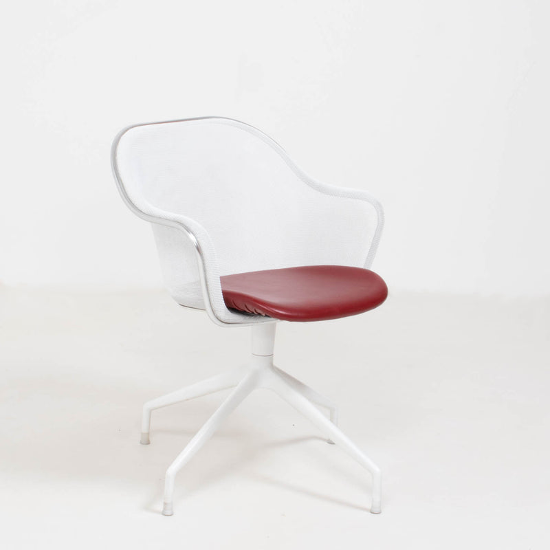 B&B Italia by Antonio Citterio, Luta White and Red Leather Swivel Dining Chairs
