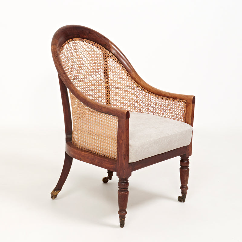 19th Century Bergère Beech Armchair with Caned Back