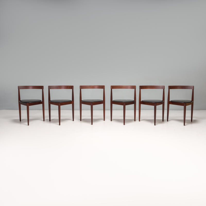 Hans Olsen Teak Extending Dining Table & Tripod Leather Dining Chairs, 1960s