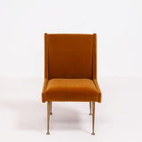 Authentic 1950s Midcentury Italian Burnt Orange Velvet Chairs, Set of 2