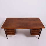 Mid Century Modern Brown Rosewood Desk, 1960s, lockable drawers