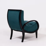 1920s Art Deco Teal Velvet and Bentwood Armchairs, Set of 2