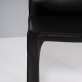 Cassina 'Cab' Black Leather Dining Chairs by Mario Bellini, Set of Two