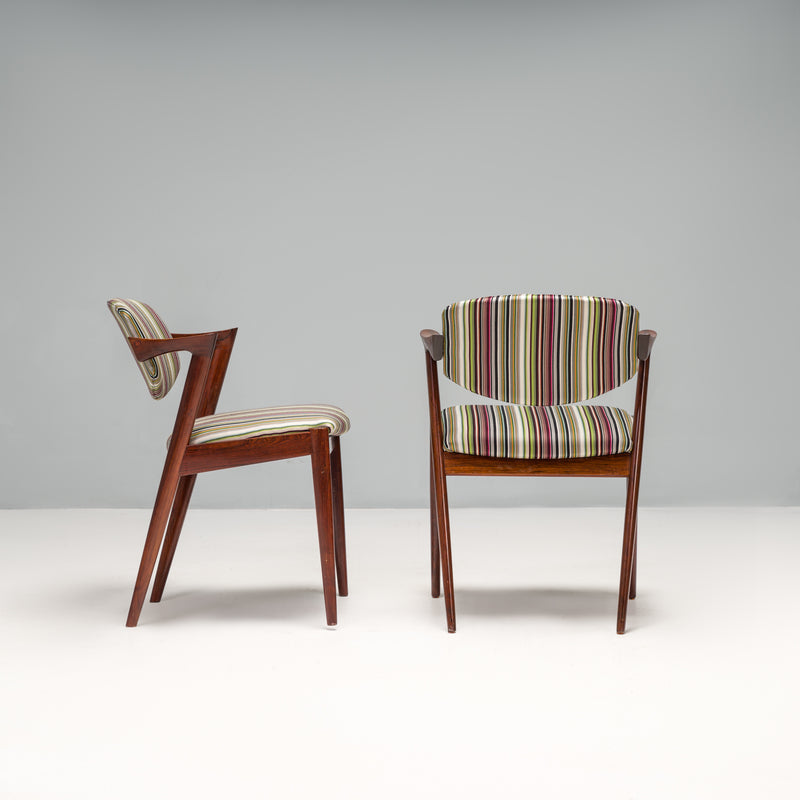 Kai Kristiansen Rosewood No 42 Chairs with Paul Smith upholstery 