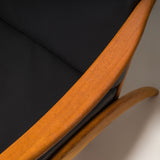 Arne Hovmand-Olsen Black Leather Lean Back Armchairs, Set of Two