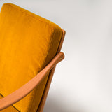 Arne Hovmand-Olsen Amber Yellow Velvet Lean Back Lounge Armchair