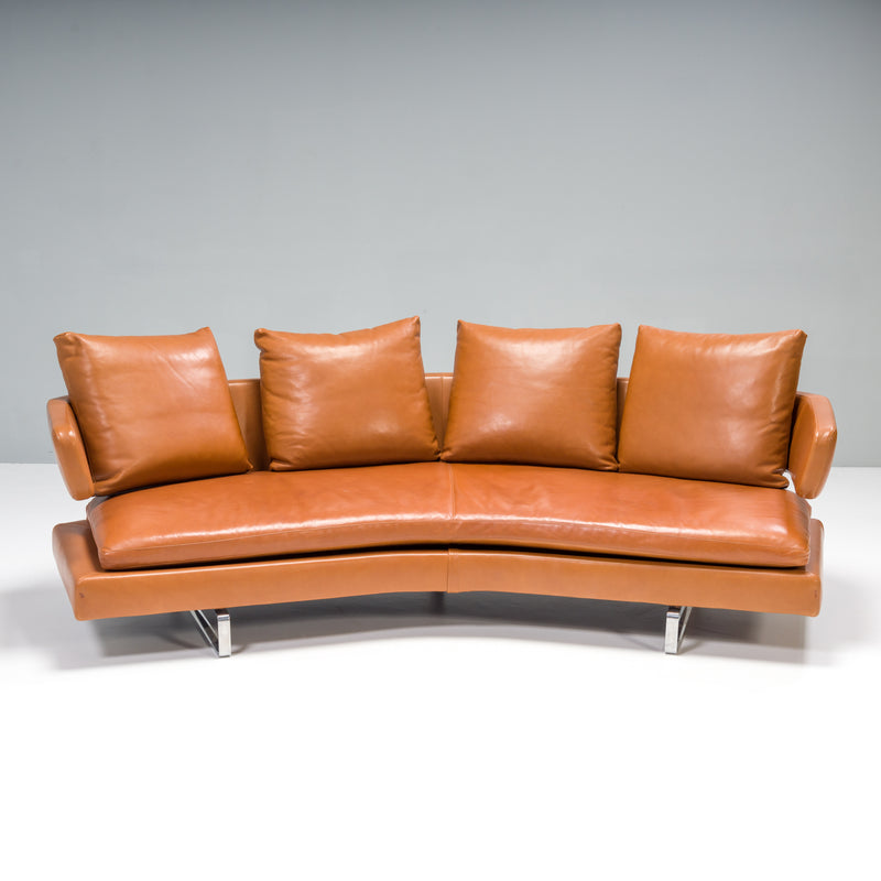 B&B Italia by Antonio Citterio Brown Leather A252C Arne Four Seater Sofa