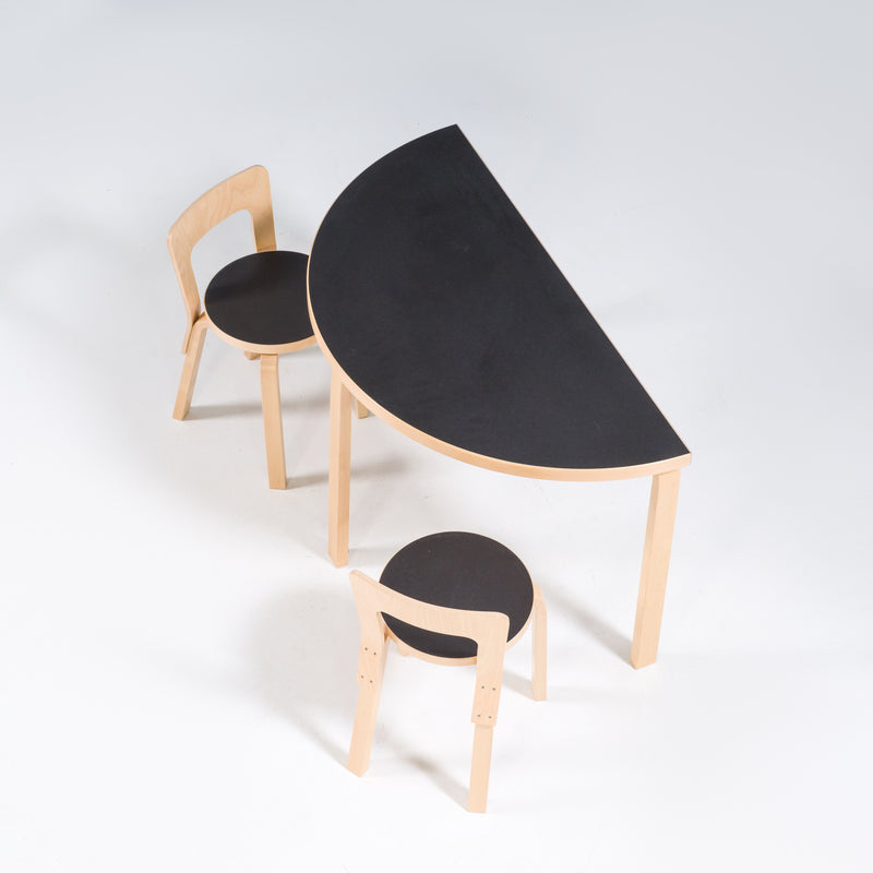 Alvar Aalto for Artek Birch & Black Linoleum 65 Dining Chairs, Set of 2