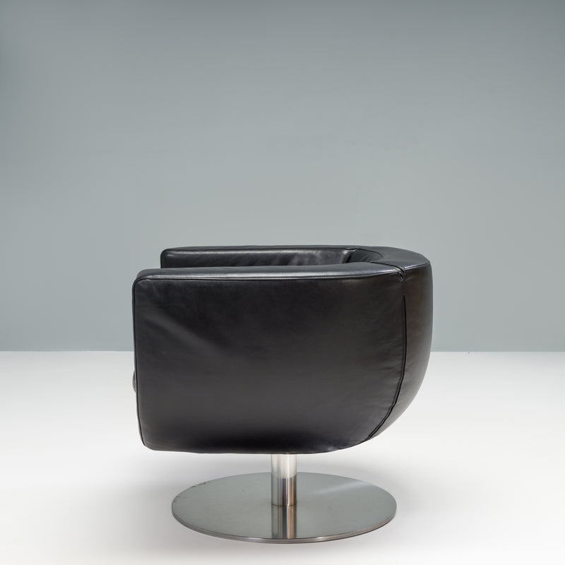 B&B Italia Black Leather Armchair by Jeffrey Bernett