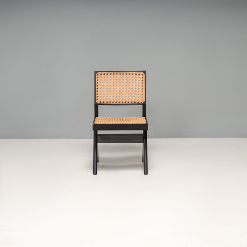 Cassina Capitol Black Stained Oak & Cane Complex Dining Chair