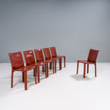 Cassina by Mario Bellini Cab 413 Brown Leather Chairs, Set of Six
