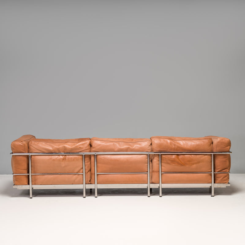 Cassina by Le Corbusier Tan Leather LC3 Grand Confort Three Seat Sofa