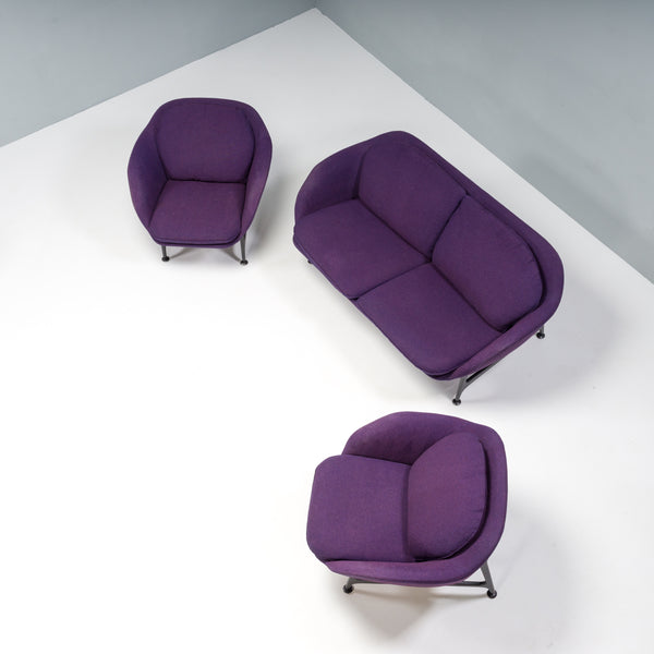 Cassina by Jaime Hayon Vico Purple Two Seater Sofa and Armchairs, Set of 3