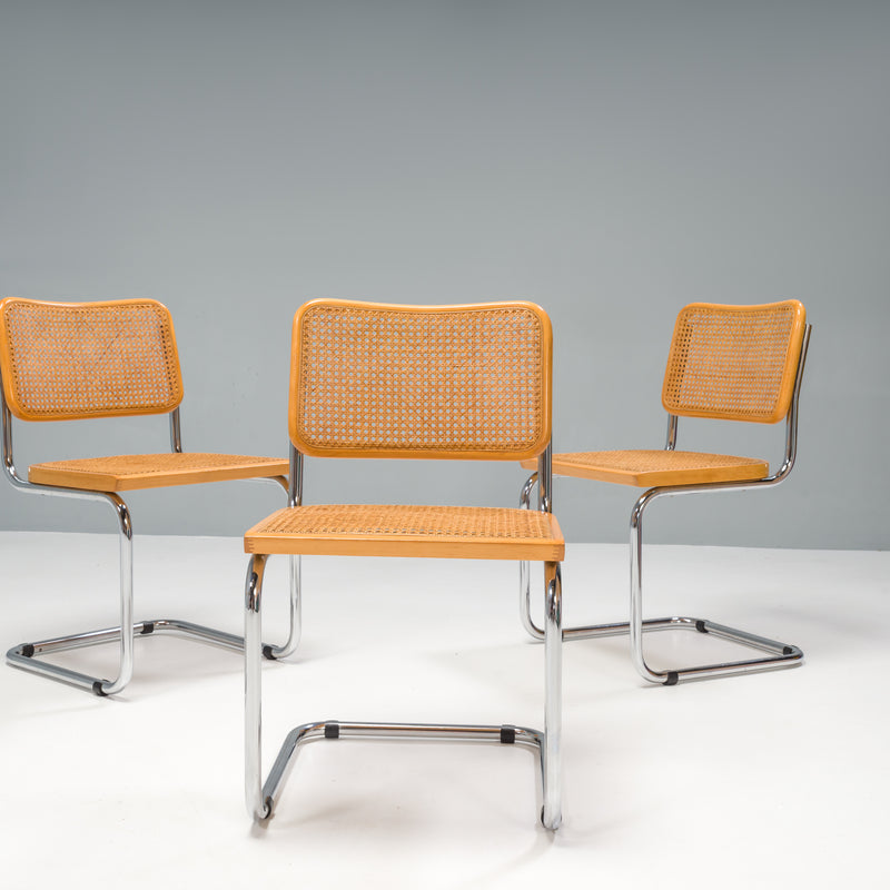 Marcel Breuer by Knoll Cane Cesca Cantilever Dining Chairs, Set of 4