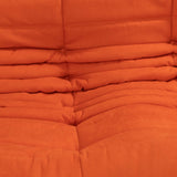 Ligne Roset by Michel Ducaroy Togo Orange Armchair and Footstool, Set of Two