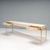 Ginger Brown Shagreen and Brass Hydra Console Table