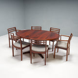 Danish Dyrlund Grey Upholstered and Rosewood Dining Chairs, Set of 6, 1960s