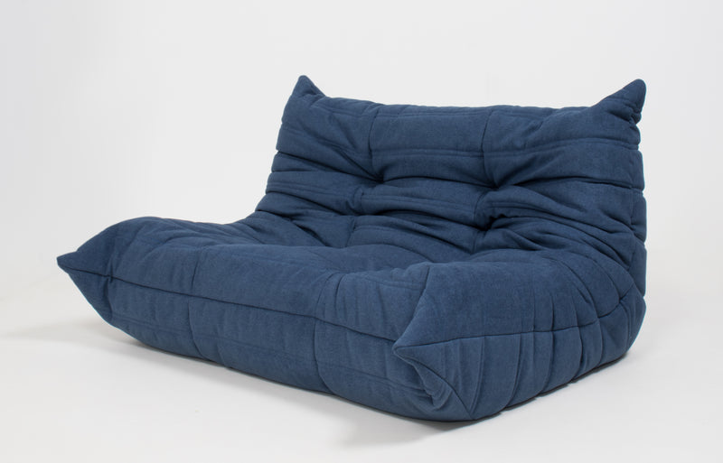 Mid Century Togo Blue 2-seater Sofa by Michel Ducaroy for Ligne Roset