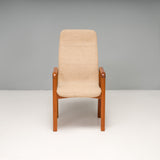 Danish Dyrlund Teak & Beige Fabric Dining Chairs, Set of 4
