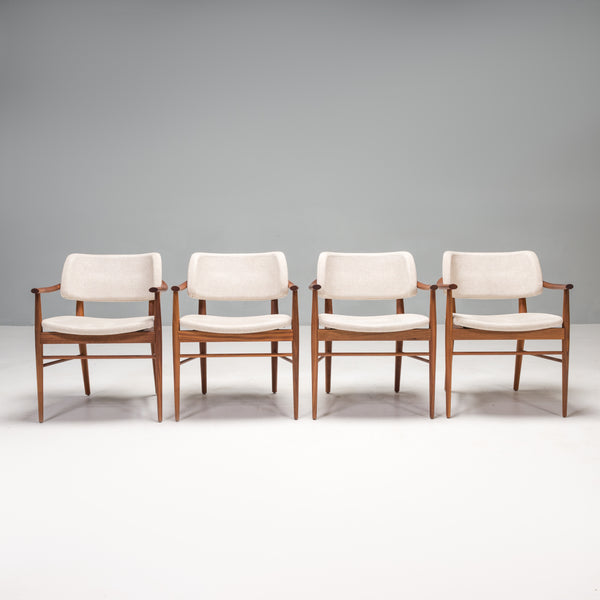 Porada Walnut & Fabric Nissa Dining Chairs, Set of 4