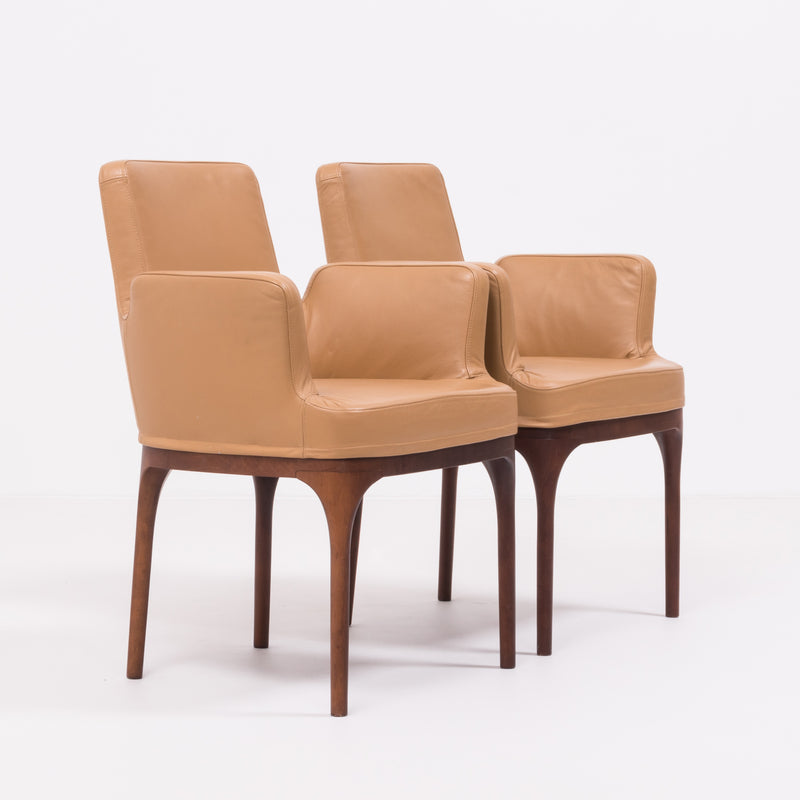 Porada Brown Leather Dining Chairs, Set of 2