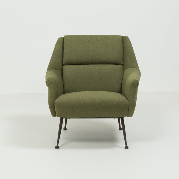 Green Fabric Mid Century Armchair by Gio Ponti for Minotti