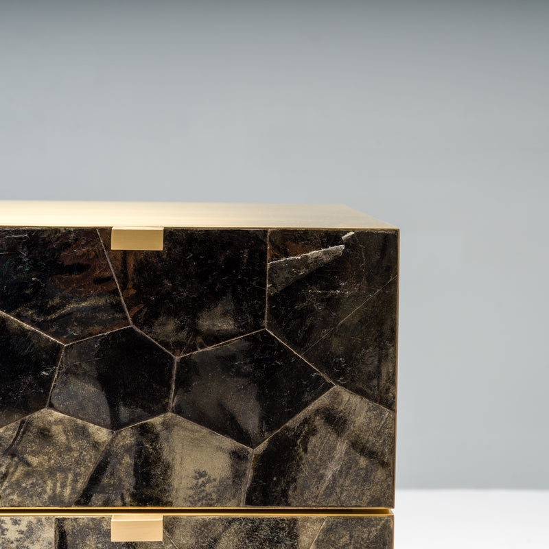 Ginger Brown Lava Stone and Shagreen Apodis Chest of Drawers