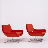 A pair of Metropolitan Orange Velvet Accent Chairs by Jeffrey Bernett for B&B Italia