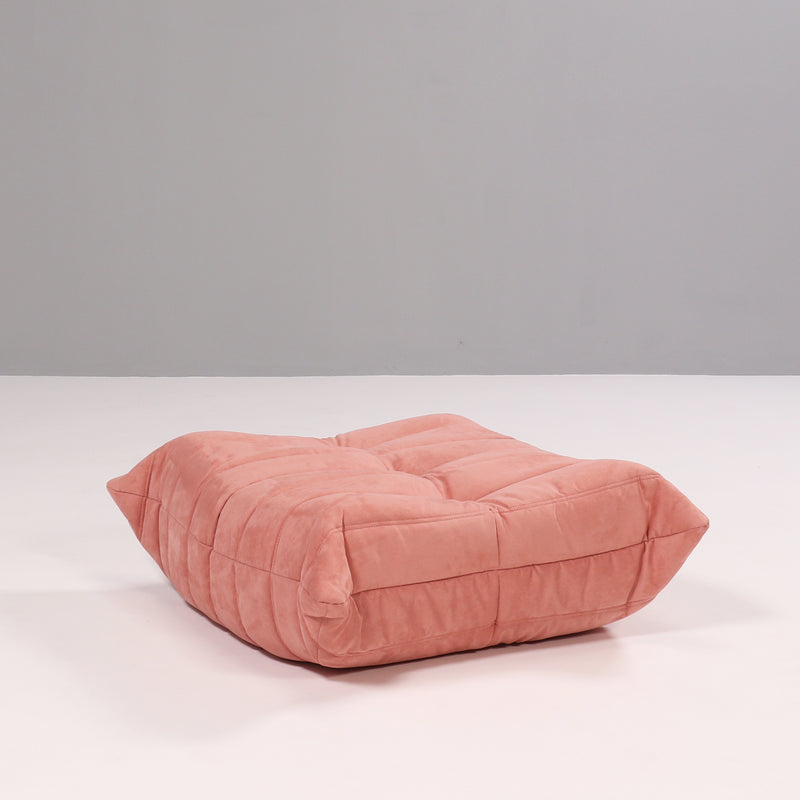 Ligne Roset by Michel Ducaroy Togo Pink Armchair and Footstool, Set of 2
