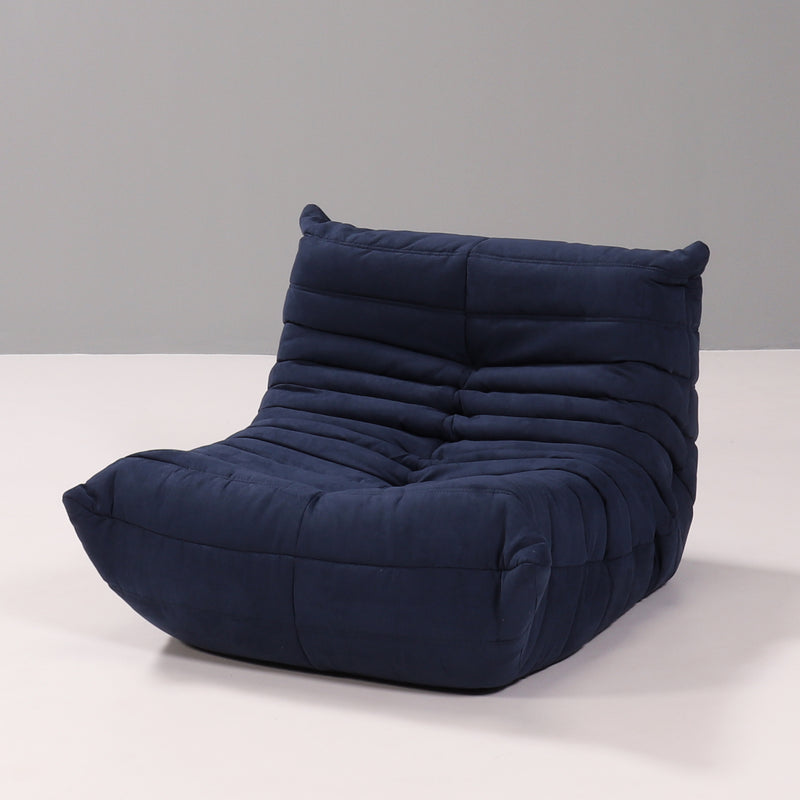 Ligne Roset by Michel Ducaroy Togo Dark Blue Modular Sofa and Footstool, Set of 5
