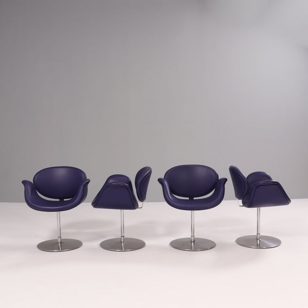 1960's Artifort Little Tulip Purple Swivel Chairs by Pierre Paulin, Set of 4