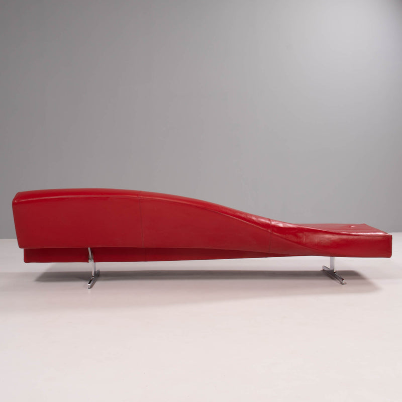 Pair of Cassina Asped Red Leather Sofas By Jean-Marie Massaud, 2005