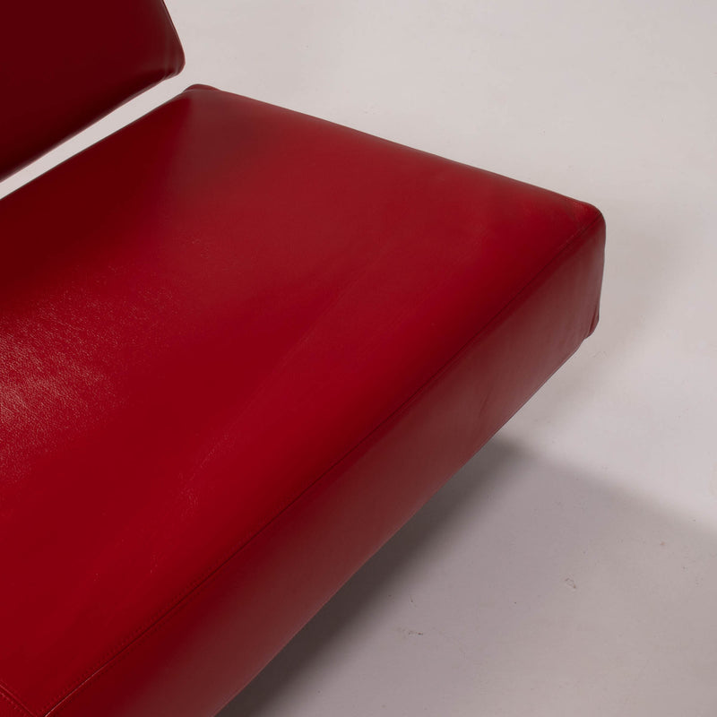 Cassina Asped Red Leather Sofa By Jean-Marie Massaud, 2005