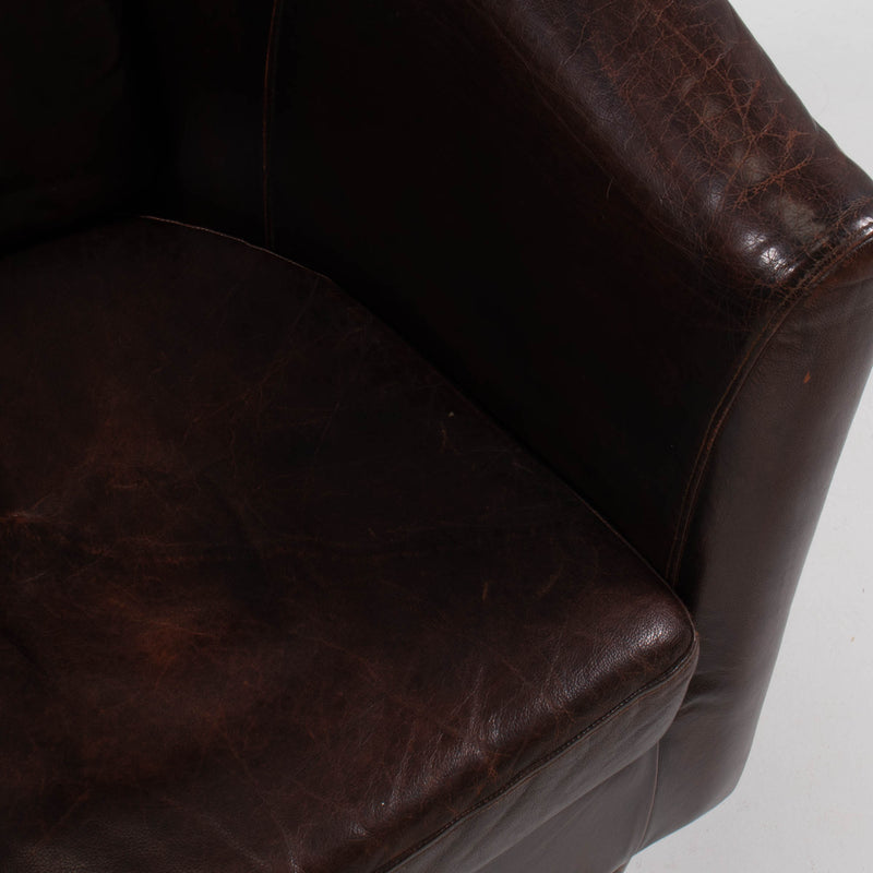 Vintage Brown Leather Tub Chairs, Set of 2