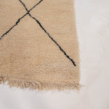 Vintage White and Black Berber Moroccan Rug, Wool