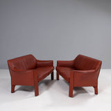 Cassina Cab Leather 415 Sofa by Mario Bellini, Set of Two