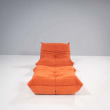 Ligne Roset by Michel Ducaroy Togo Cadmium Orange Armchair and Footstool