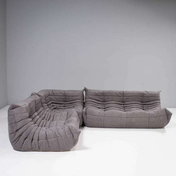 Ligne Roset by Michel Ducaroy Togo Grey Modular Sofa and Footstool, Set of 3