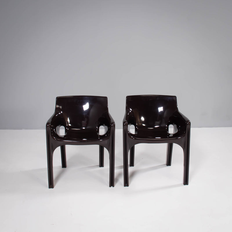 Artemide by Vico Magistretti Brown Gaudi Armchairs, Set of 2