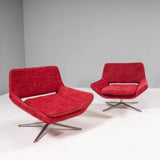 A pair of Metropolitan Red Accent Chairs by Jeffrey Bernett for B&B Italia
