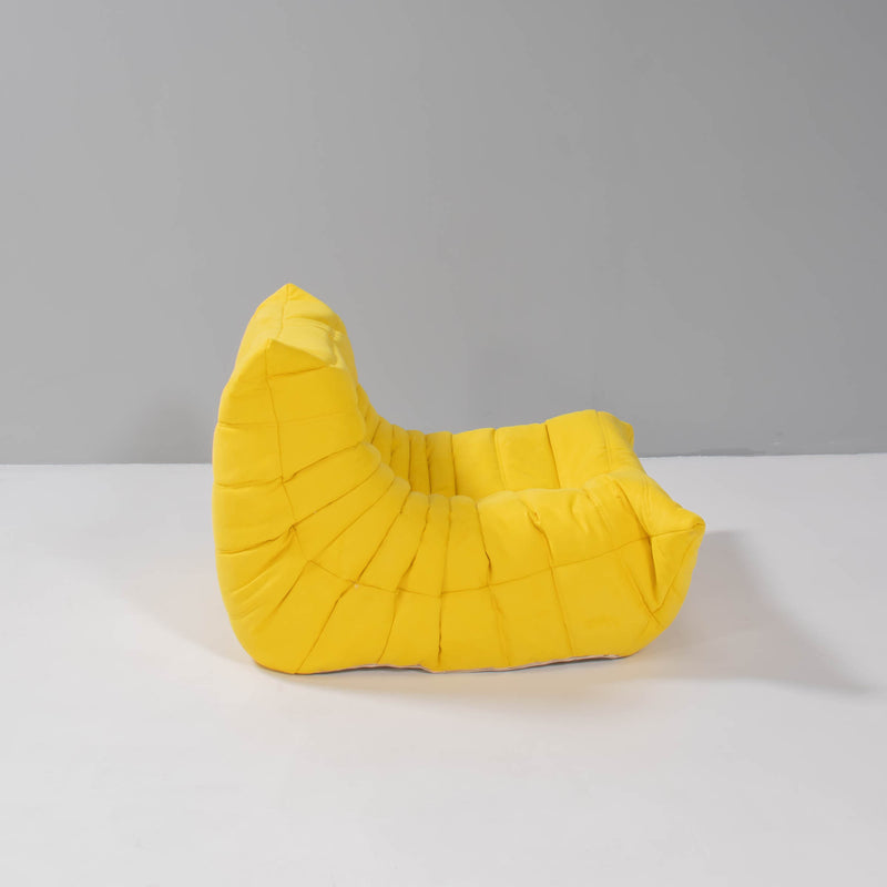 Ligne Roset by Michel Ducaroy Togo Yellow Armchair and Footstool, Set of 2