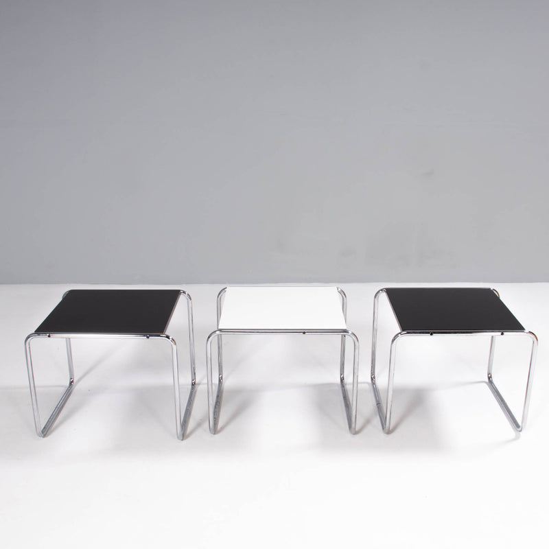 Knoll by Marcel Breuer Black and White Laccio Side Table, Set of 3
