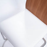 Calligaris White Leather & Wood Cantilever Dining Chairs, Set of 6